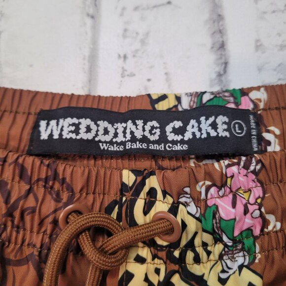 Wedding Cake Men's We Outside Nylon Printed Shorts - Brown Size Large - Picture 6 of 6